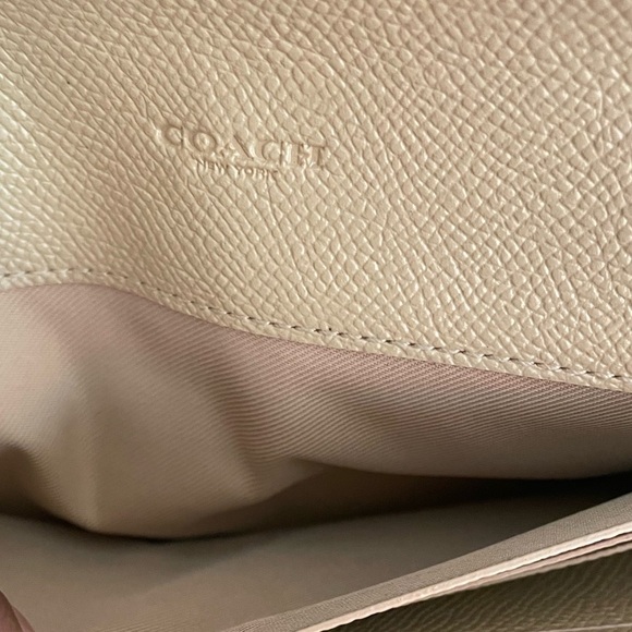 Coach Leather Envelope Wallet Sparkly Metallic Gold Clutch Evening Formal - Picture 6 of 12